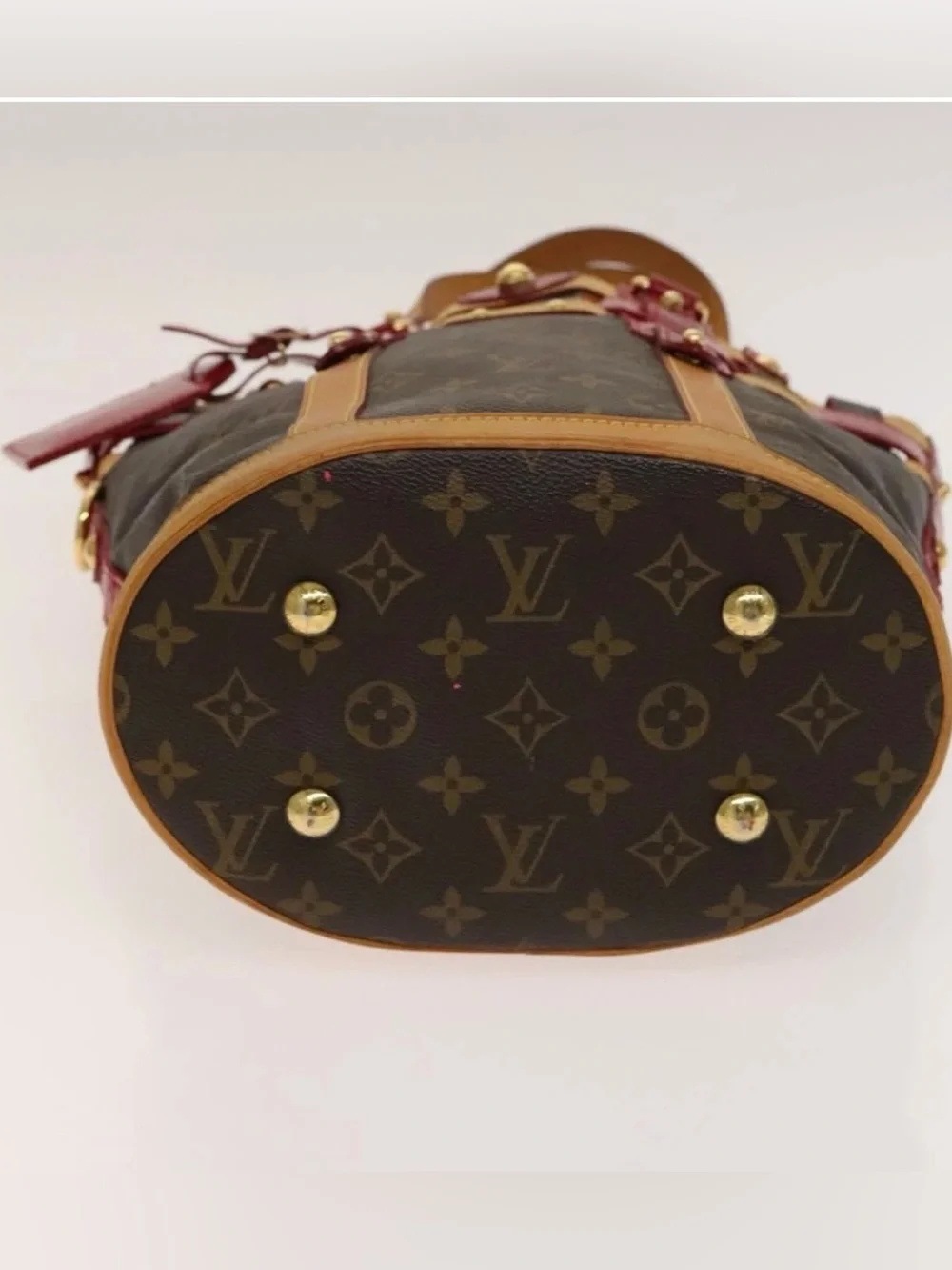 👜 LOUIS VUITTON Ruby Neo Bucket Tote Monogram Authentic Brown Red Shoulder Bag